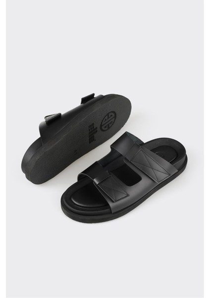 Siyah Deri Erkek Terlik modelleri