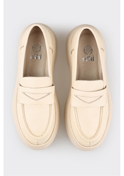 Ekru Deri Kadın Loafer fırsatları