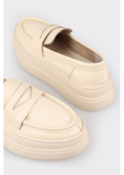 Ekru Deri Kadın Loafer indirimleri