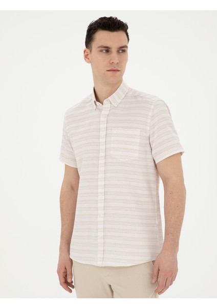 Erkek Bej Regular Fit Kısa Kollu Gömlek 50289412-VR011