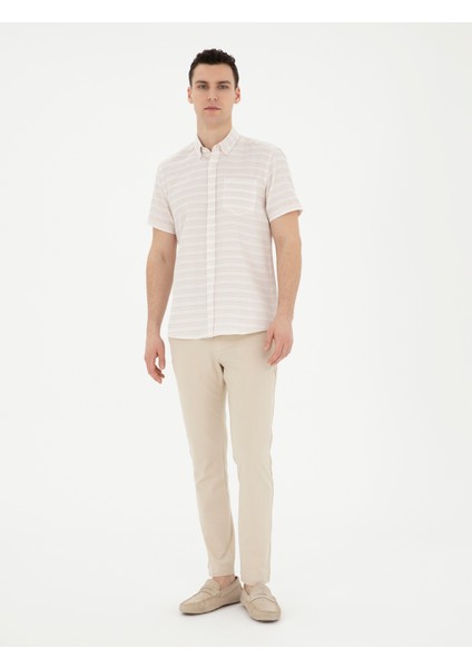 Erkek Bej Regular Fit Kısa Kollu Gömlek 50289412-VR011