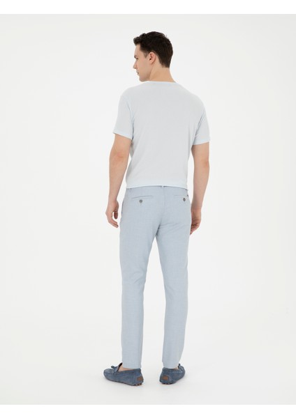 Erkek Açık Mavi Slim Fit Beli Lastikli Kanvas Pantolon 50288508-VR003