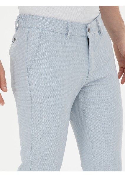 Erkek Açık Mavi Slim Fit Beli Lastikli Kanvas Pantolon 50288508-VR003