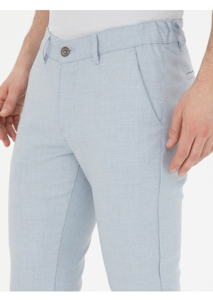 Erkek Açık Mavi Slim Fit Beli Lastikli Kanvas Pantolon 50288508-VR003