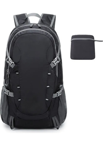 Siyah-Açık Katlanabilir Sırt Çantası 40L Ultralight Su Geçirmez Yumuşak Kamp Omuz Paketi Tırmanma Seyahat Dağcılık Yürüyüş Bisiklet Çantası (Yurt Dışından)