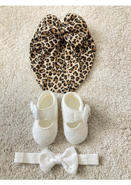 Kız Bebek Fistolu Bandanalı Bebek Patiği & Leoparlı Bebek Bone fiyatları