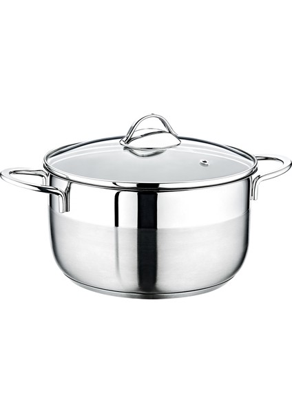 2050 - 2 Parça -Cam Kapaklı, Paslanmaz Çelik, Indüksiyonlu Ocak Uyumlu 22X12 cm - 4,3 Litre Tencere