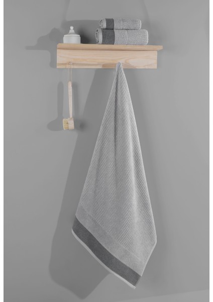 Salerno Fitilli 3'lü Banyo Havlu Seti Metalik Gri 30X50 cm 50X85 cm 70X140 cm