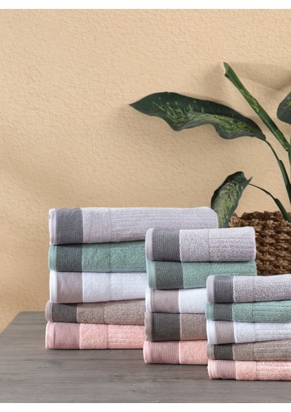 Salerno Fitilli 3'lü Banyo Havlu Seti Metalik Gri 30X50 cm 50X85 cm 70X140 cm