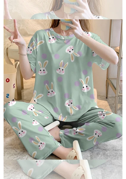 Rasa Home Wear Kısa Kollu Pijama Takımı Rabbit