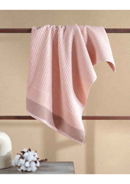 Salerno Fitilli 3'lü Banyo Havlu Seti Pudra 30X50 cm 50X85 cm 70X140 cm
