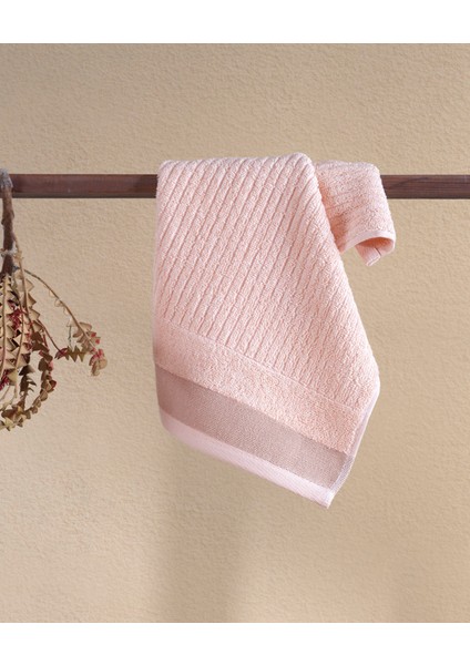 Salerno Fitilli 3'lü Banyo Havlu Seti Pudra 30X50 cm 50X85 cm 70X140 cm