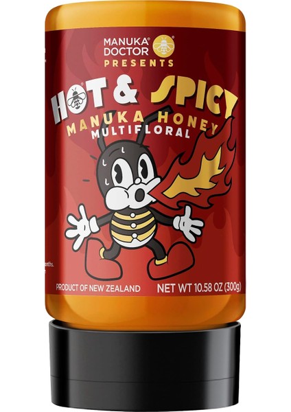 Hot Honey Spicy Squeezy Manuka Honey 100% Pure New Zealand Honey Infused With Chili Peppers For Buzzing Hot Flavor 300 gr