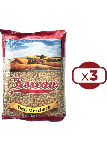 Yeşil Mercimek 1000 gr 3 Lü