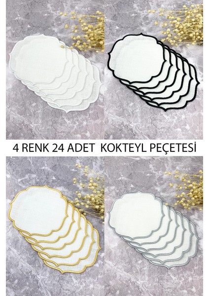 4 Renk 24 Adet Kokteyl Peçetesi