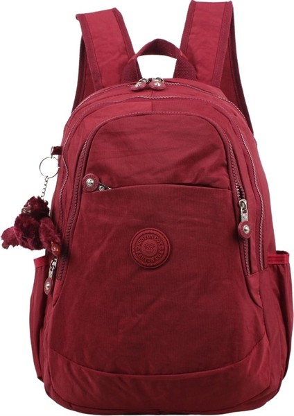 Kenyon Cox 8812 Bordo Unisex Klinkır Aksesuarlı Kumaş Sırt Çantası 8812