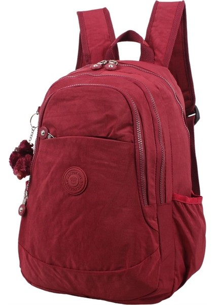 Kenyon Cox 8812 Bordo Unisex Klinkır Aksesuarlı Kumaş Sırt Çantası 8812