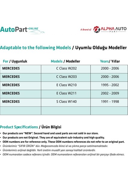 Mercedes S Sınıf (W140) Için Sunroof Perde Izgarası- Koyu Bej 2'li fiyatları