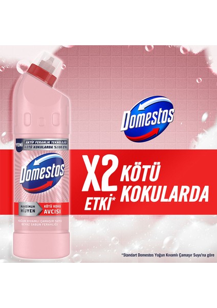 Çamaşır Suyu Dağ Esintisi 750 ml X1 + Domestos Çamaşır Suyu Beyaz Sabun Ferahlığı 750 ml X2