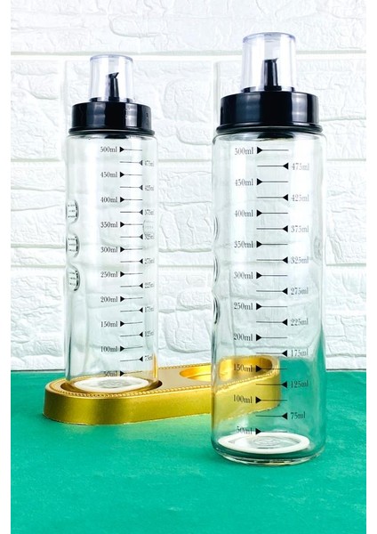 Cam Ikili 500ML Standlı Yağlık Sirkelik Seti