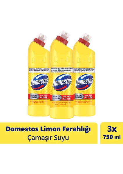 Yoğun Kıvamlı Çamaşır Suyu Limon Ferahlığı 750 ml X3