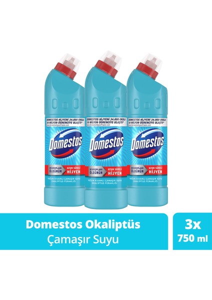 Yoğun Kıvamlı Çamaşır Suyu Okaliptüs Ferahlığı 750 ml X3