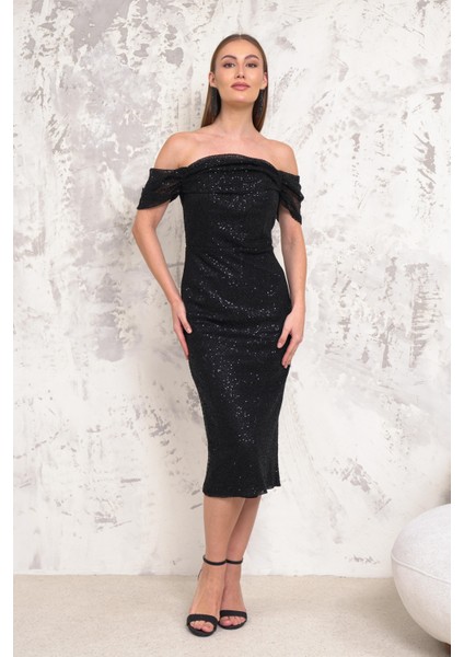 Düşük Kol Pullu Siyah Abiye indirimleri