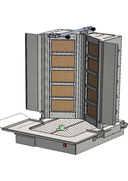 İnox Karacasan Endüstriyel Doğalgazlı 8 Radyanlı Alttan Motorlu Döner Ocağı Makinesi