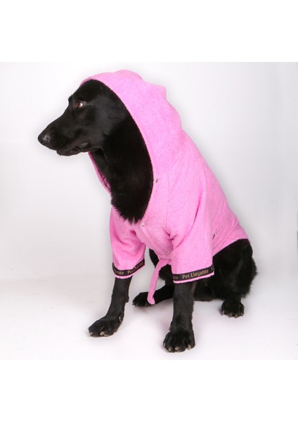 %100 Pamuk Kedi Köpek Bornozu Pembe 6xl- 7xl Beden