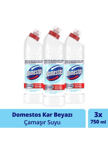Yoğun Kıvamlı Çamaşır Suyu Kar Beyazı 750 ml X3