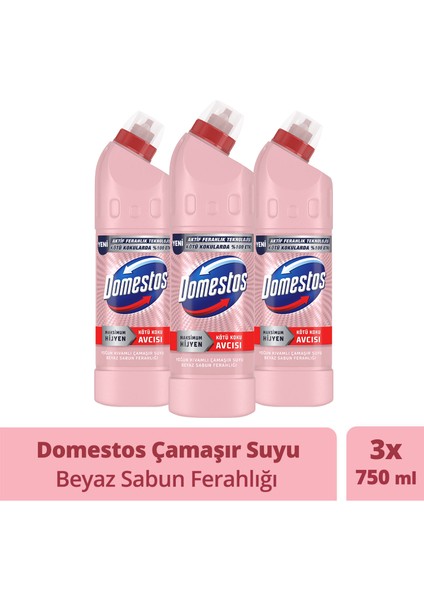 Çamaşır Suyu Beyaz Sabun Ferahlığı 750 ml X3