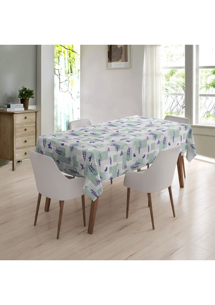 Elyaf Astarlı Pvc Masa Örtüsü 100 x 140 cm Silinebilir Sıvı Geçirmez Leke Tutmaz Çiçek Lavanta