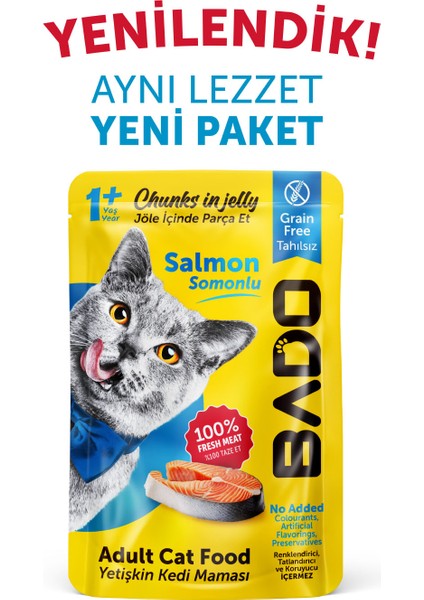 Yetişkin Yaş Kedi Maması Parça Somon Balıklı 85 Gram