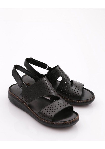 323 Kadin Delik Desenli Bilekten Bağlama Sandalet