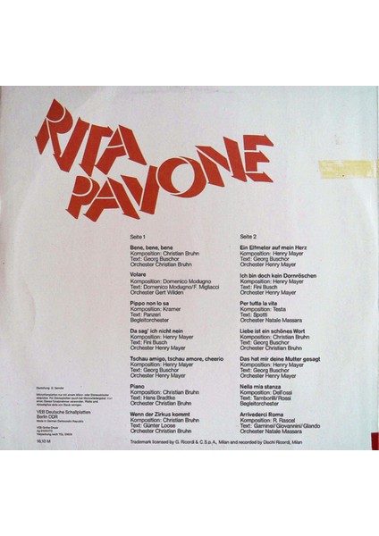 Rita Pavone – Rita Pavone Chanson Jaz Tarz Plak Alithestereo