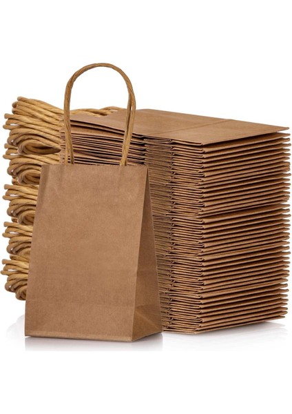 Roco Paper Büküm Saplı Kağıt Çanta Kraft - 12*15*6 cm 25 Adet