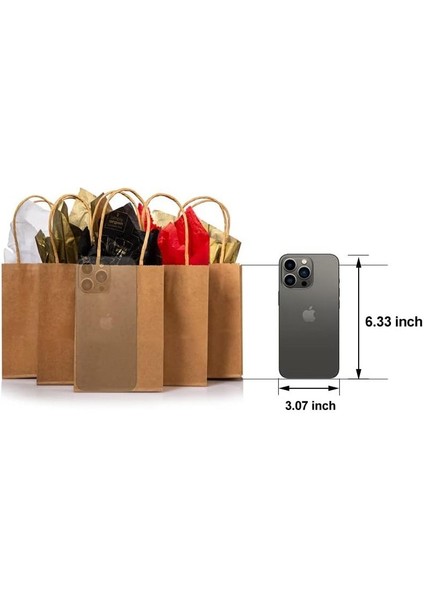 Roco Paper Büküm Saplı Kağıt Çanta Kraft - 12*15*6 cm 25 Adet