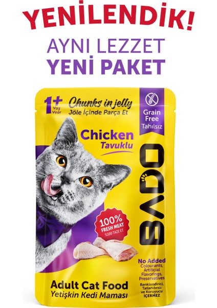 Yetişkin Yaş Kedi Maması Tavuk Etli 85GR