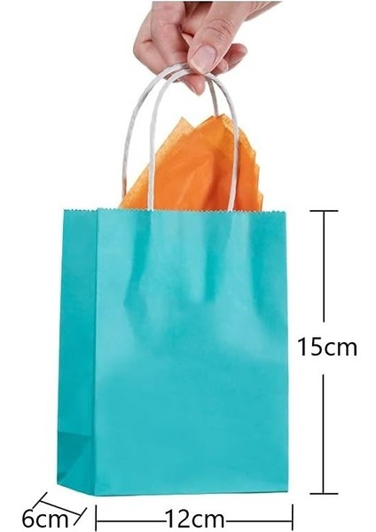 Roco Paper Büküm Saplı Kağıt Çanta Turkuaz Mavi - 12*15*6 cm 25 Adet fiyatları