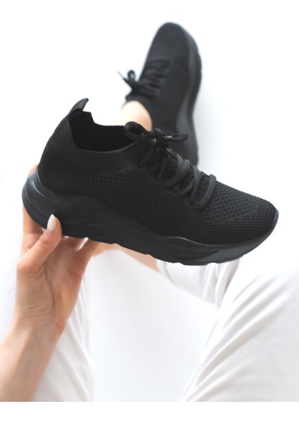 Kadın Triko Sneaker Bağcıklı Çorap Bileklik Detaylı Spor Ayakkabı 017 fırsatları