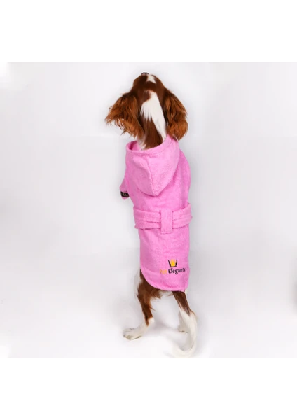 Pet Elegante %100 Pamuk Kedi Köpek Bornozu Pembe L-Xl Beden