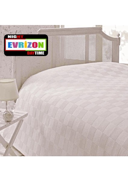 Çift Kişilik Dama Desenli Pike. Damalı Otel Pikesi 200 x 230