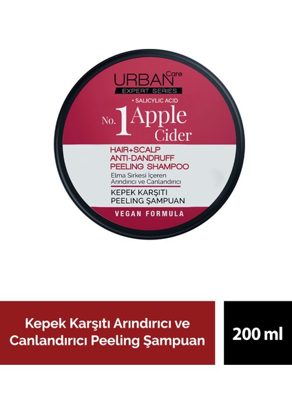 URBAN Care Expert Apple Cider Kepek Karşıtı Peeling Şampuan + Tonik + Şampuan 3'lü Set