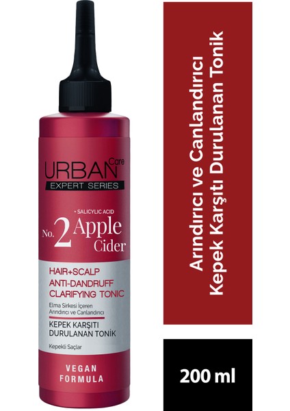 URBAN Care Expert Apple Cider Kepek Karşıtı Peeling Şampuan + Tonik + Şampuan 3'lü Set