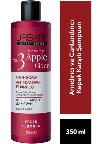 URBAN Care Expert Apple Cider Kepek Karşıtı Peeling Şampuan + Tonik + Şampuan 3'lü Set