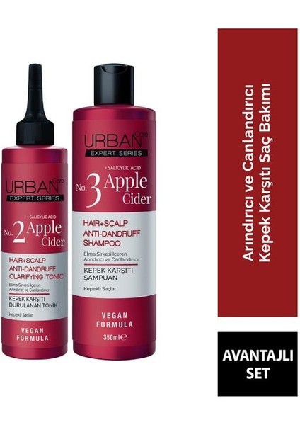 URBAN Care Expert Apple Cider Kepek Karşıtı Tonik + Şampuan 2'li Set