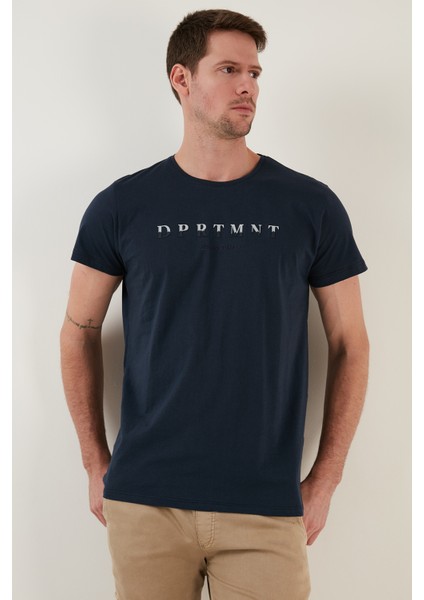 Baskılı Bisiklet Yaka Pamuklu Slim Fit T Shirt Erkek T Shirt 541DPRTMNT24 modelleri