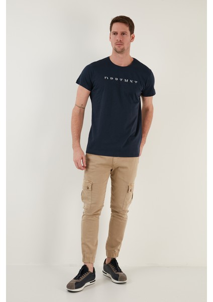 Baskılı Bisiklet Yaka Pamuklu Slim Fit T Shirt Erkek T Shirt 541DPRTMNT24 fırsatları