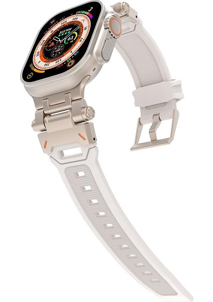 Apple Watch Ultra 49 mm Uyumlu Metal Aksamlı Silikon Kordon fiyatları