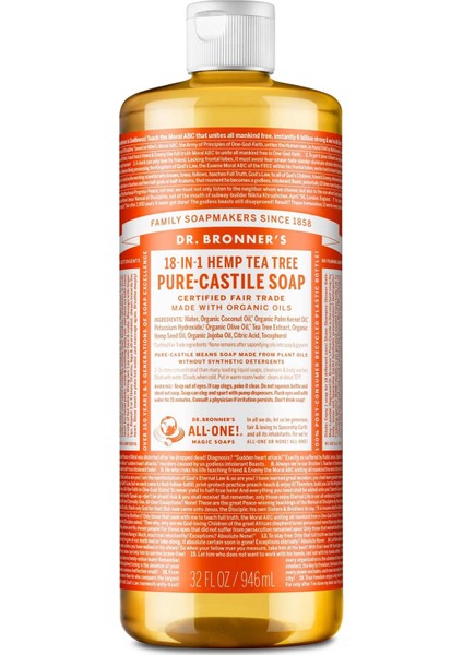 Dr.bronner's Çok Amaçlı Sıvı Sabun Çay Ağacı Kokulu 946ML